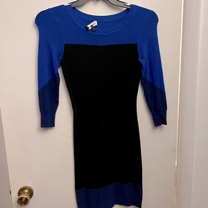 Womens blue and black body con dress